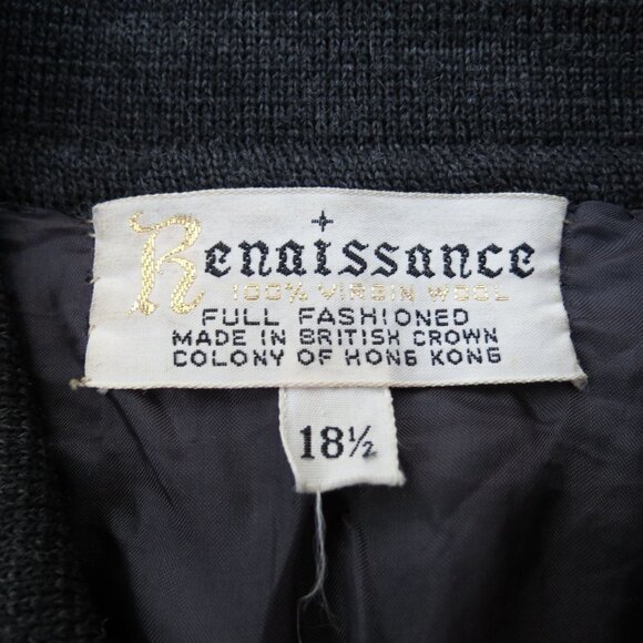 Vintage RENAISSANCE Women's Charcoal Gray Beaded Wool Cardigan Sweater 18 1/2 - Picture 8 of 8